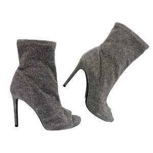 Jessica Simpson Silver Peep Toe Bootie Heels | Size 8